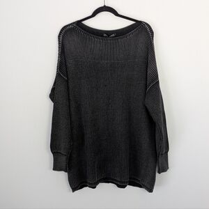 NEW Peruvian Connection Soft Black Esplar Knit Tunic Sweater Size XL 100% Cotton